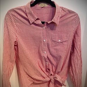 Junior’s Love Notes Long Sleeve Button Up Top